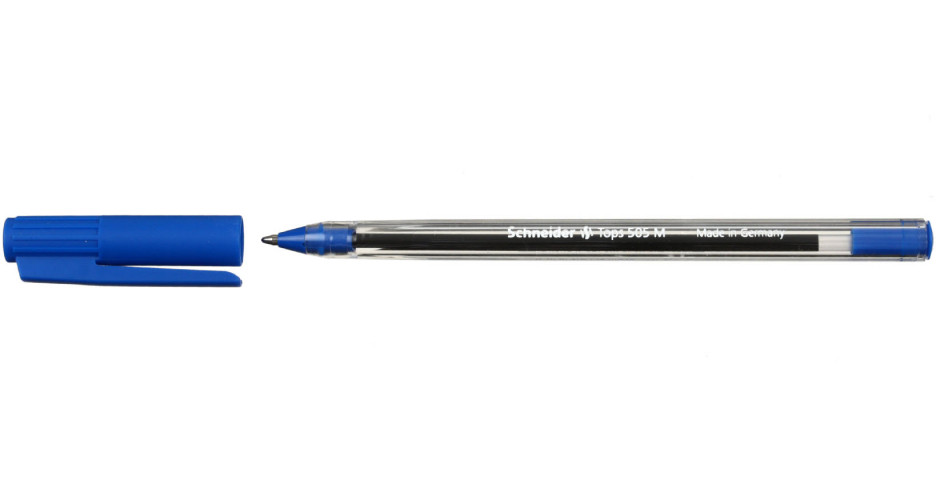Ручка шариковая одноразовая Schneider Tops 505 M корпус прозрачный, стержень синий - фото 1 - id-p227165360