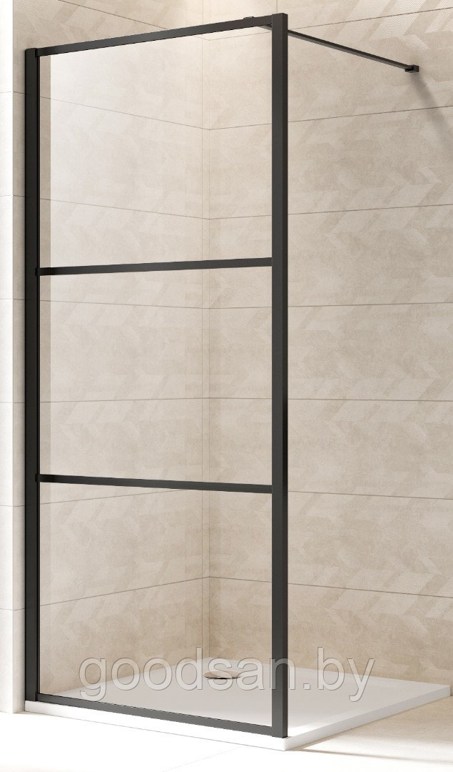 Душевое стекло рифленое СМАРТ КОМПАКТ -100см БЛЭК (WALK-IN)