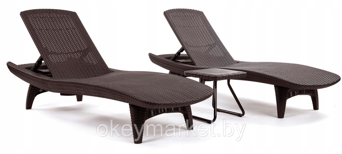 Комплект шезлонгов Keter Pacific Set + столик (2 шезлонга + столик) коричневый, фото 2