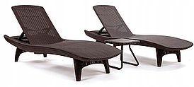 Комплект шезлонгов Keter Pacific Set + столик (2 шезлонга + столик) коричневый