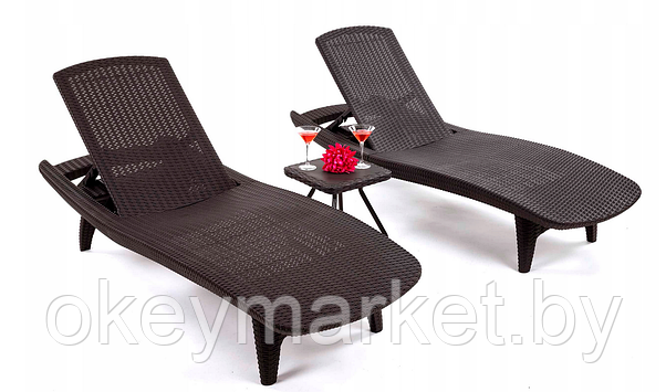 Комплект шезлонгов Keter Pacific Set + столик (2 шезлонга + столик) коричневый, фото 2