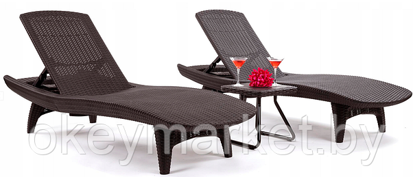 Комплект шезлонгов Keter Pacific Set + столик (2 шезлонга + столик) коричневый, фото 3