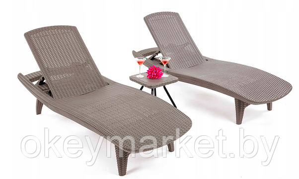 Комплект шезлонгов Keter Pacific Set + столик (2 шезлонга + столик) Cappuccino, фото 2