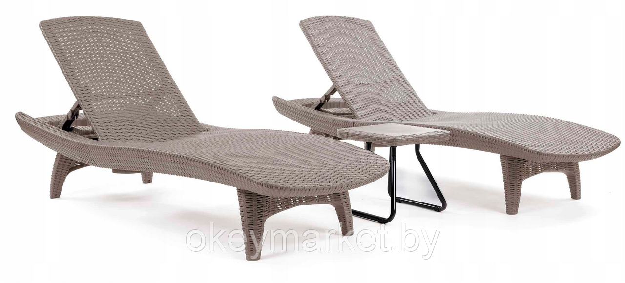 Комплект шезлонгов Keter Pacific Set + столик (2 шезлонга + столик) Cappuccino