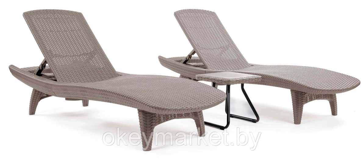 Комплект шезлонгов Keter Pacific Set + столик (2 шезлонга + столик) Cappuccino, фото 2