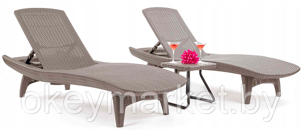Комплект шезлонгов Keter Pacific Set + столик (2 шезлонга + столик) Cappuccino, фото 2