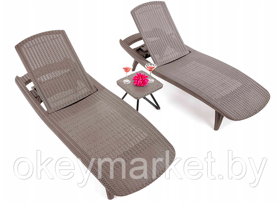 Комплект шезлонгов Keter Pacific Set + столик (2 шезлонга + столик) Cappuccino, фото 3