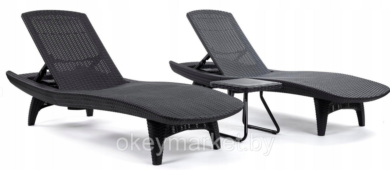 Комплект шезлонгов Keter Pacific Set + столик (2 шезлонга + столик) графит