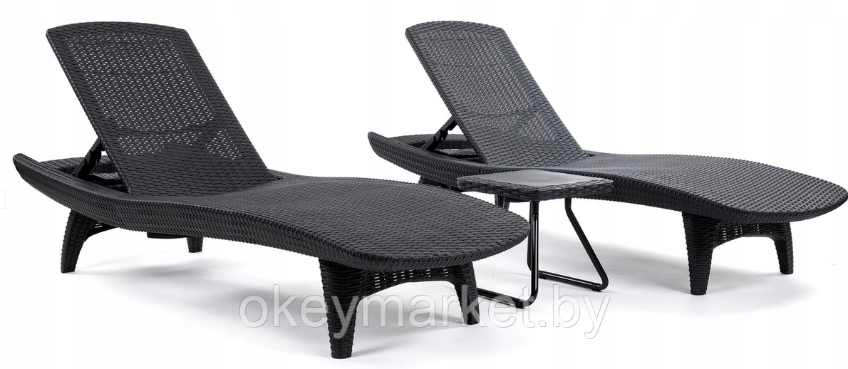 Комплект шезлонгов Keter Pacific Set + столик (2 шезлонга + столик) графит, фото 2