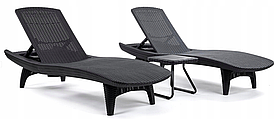 Комплект шезлонгов Keter Pacific Set + столик (2 шезлонга + столик) графит