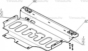 Защита Мотодор для картера, КПП Volkswagen Tiguan II 2017-2024. Артикул 72739