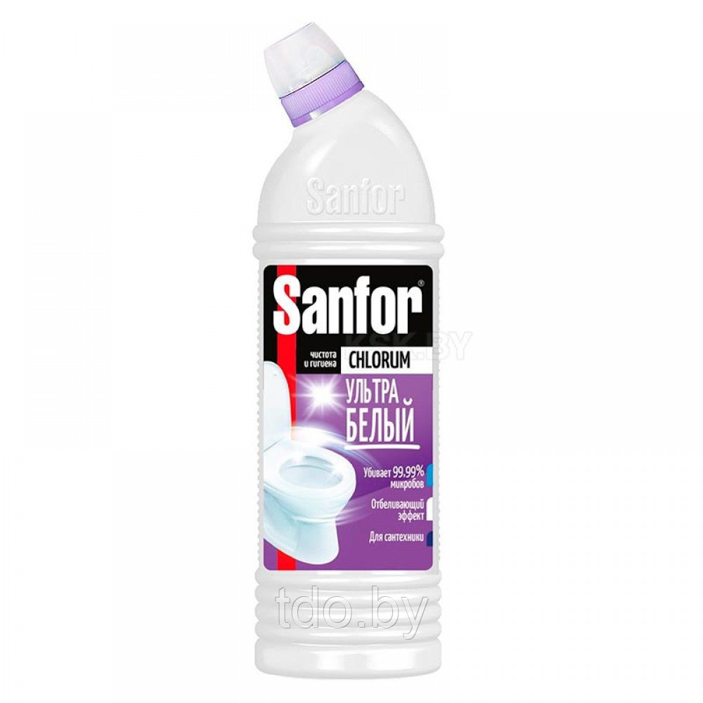 Средство для сантехники 750мл Sanfor "Chlorum. Ультра белый" 2 в 1, гель, хлоросод, щелочное