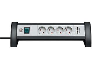 Удлинитель настол. 1.8м (4 роз., 2 USB порта, 3.3кВт, с/з, ПВС) Brennenstuhl Premium-Line (чер./свет.-серый,