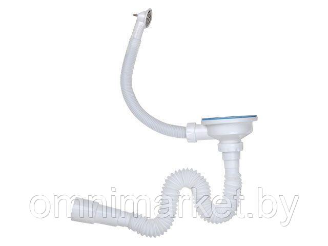 Сифон 3 1/2" гофрированный, с круглым переливом, латунный винт 45мм, выход 40/50, AV Engineering