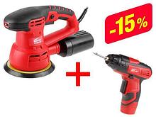 Эксцентриковая шлифмашина WORTEX RS 1250-1 AE в кор.+АКЦИЯ Аккум. шуруповерт WORTEX BS 4536-1 Li