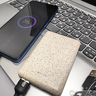 Портативное зарядное устройство Power Bank 5000 mAh из пшеничного волокна / Micro-USB, 2 USB-выхода