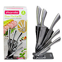 Набор ножей 6 предметов Kamille из нержавеющей стали с акриловой подставкой KM-5131