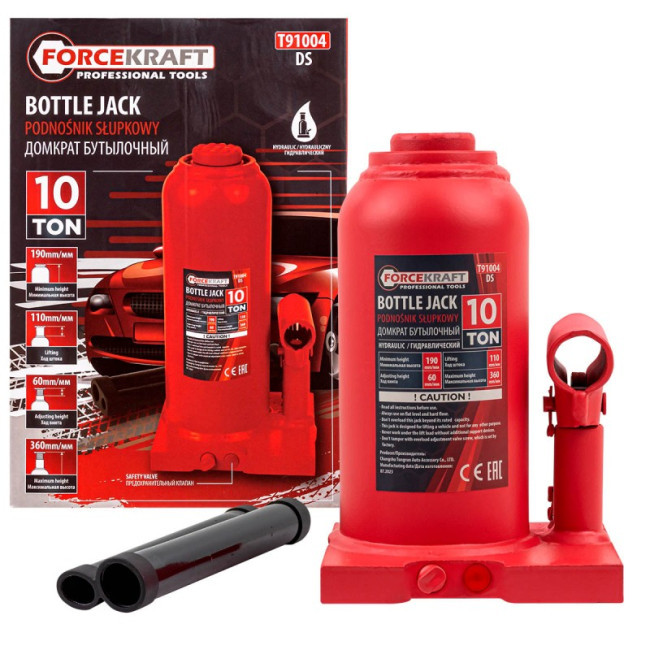 Домкрат бутылочный 10т (FORCEKRAFT FK-T91004(DS)