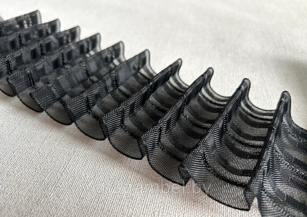 Многокарманная  черная прозрачная лента для штор  карандаш 10см с коэффициентом 1:2