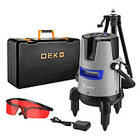 Уровень лазерный DEKO DKLL02RB PRO SET 2 PREMIUM (30м, красный луч, штатив, 220В/АА 3x1,5В, кейс, бе
