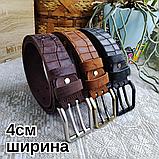 Кожаный ремень 4см Ремарт ТЁРКА КАЙМАН коричневый, фото 5