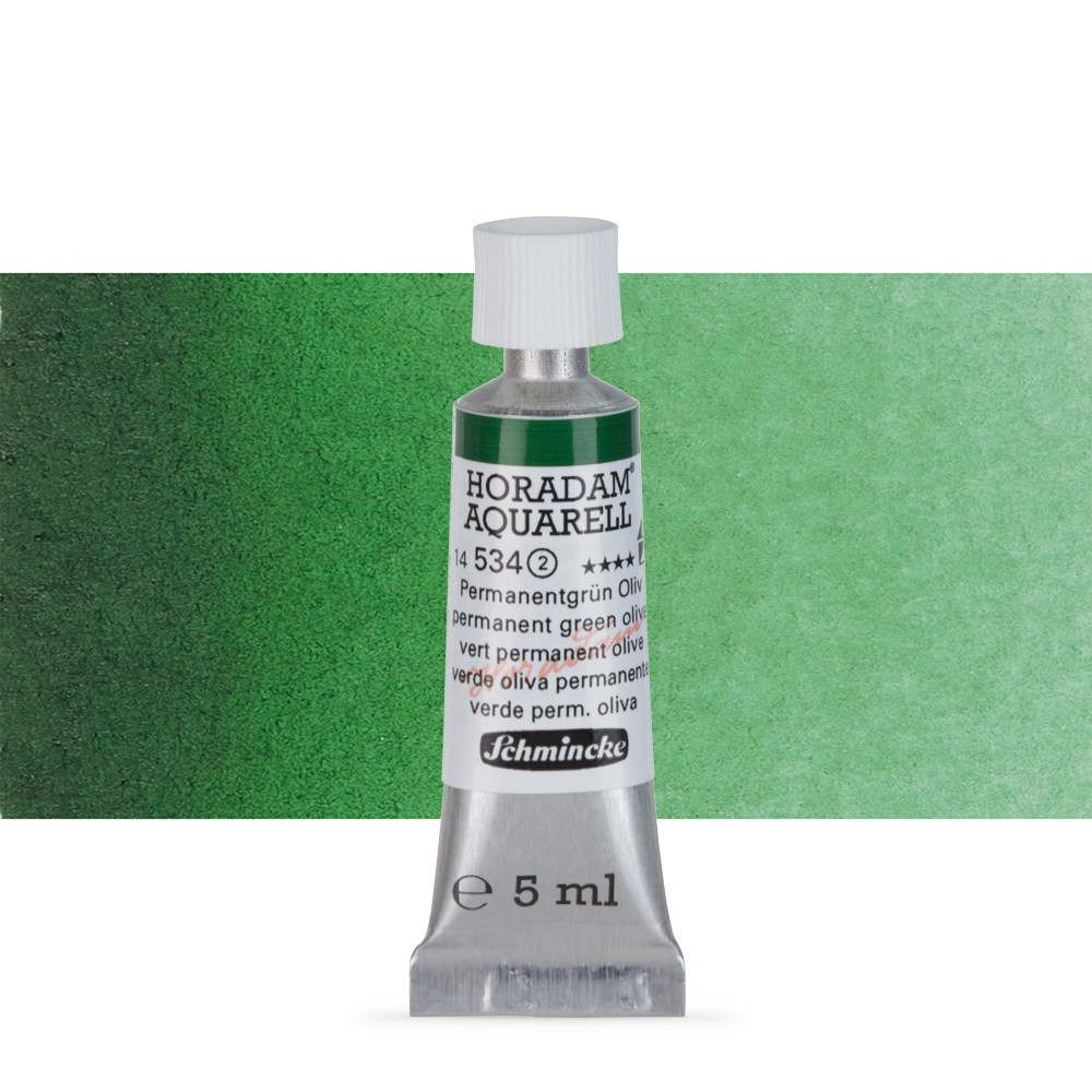 Акварель Schmincke Horadam, туба 5 мл, зеленый оливковый перманентный, permanent green olive, №534