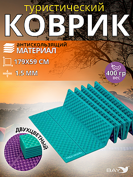 Коврик туристический ISOLON Tourist Flex 1790х590х15 бирюзов/фиолет