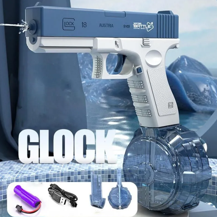 Водяной пистолет электрический с аккумулятором Glock (водный пистолет Глок)