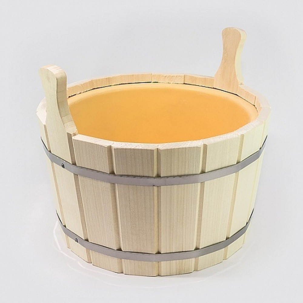 Шайка для бани СаунаКомплект двуручная 15 л с пласт. вкладкой