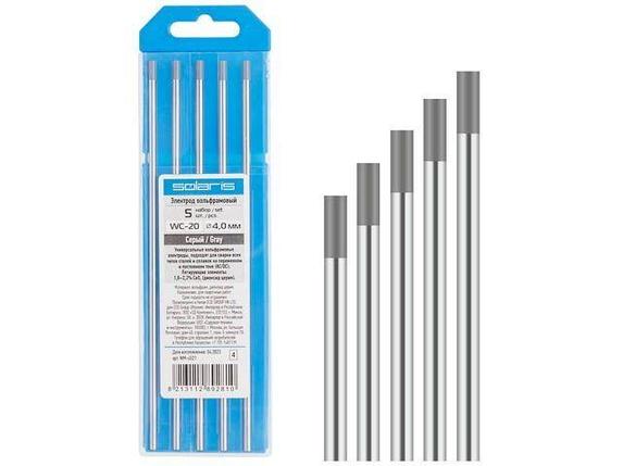 Электрод вольфрамовый серый WC-20, Ф 4,0 мм (набор 5 шт) SOLARIS, фото 2