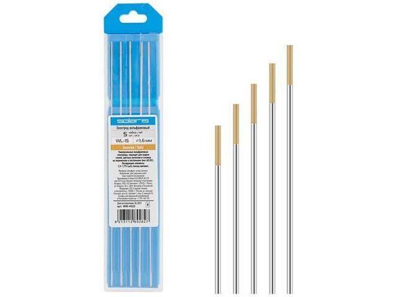 Электрод вольфрамовый золотой WL-15, Ф 1,6 мм (набор 5 шт) SOLARIS, фото 2
