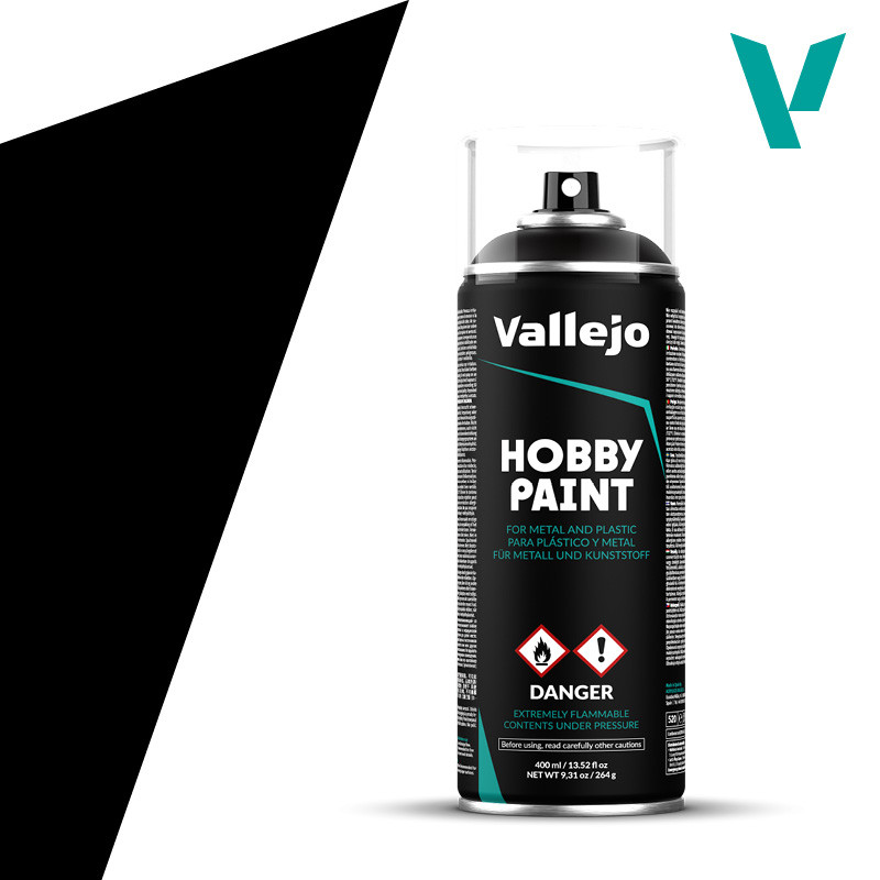 Грунт-краска в аэрозоли Hobby Paint, чёрный, 400 мл, Vallejo