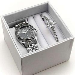 Подарочный набор 2 в 1 женские часы и браслет ROLEX 8680G