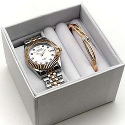Подарочный набор 2 в 1 женские часы и браслет ROLEX 8680G