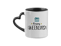 Кружка для сублимации внутри и ручка черная с ручкой в виде сердца (330 мл)