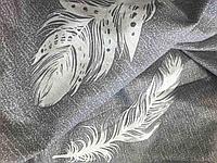 Бязь набивная для постельного белья - перья серые