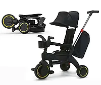 Детский велосипед трехколесный складной с ручкой Trike IT облегчённая рама черный