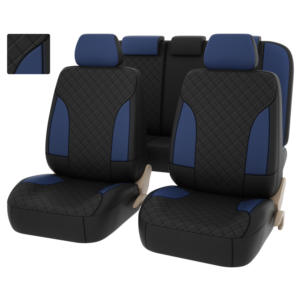 Чехлы PSV King Next (Черный-Синий), терморомб + экокожа (ХИТ ПРОДАЖ)