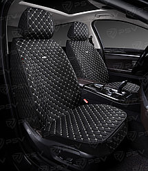 Накидки 5D PSV Len 2 FRONT (Черный/Отстрочка Белая),на передние сиденья, лен (НОВИНКА)