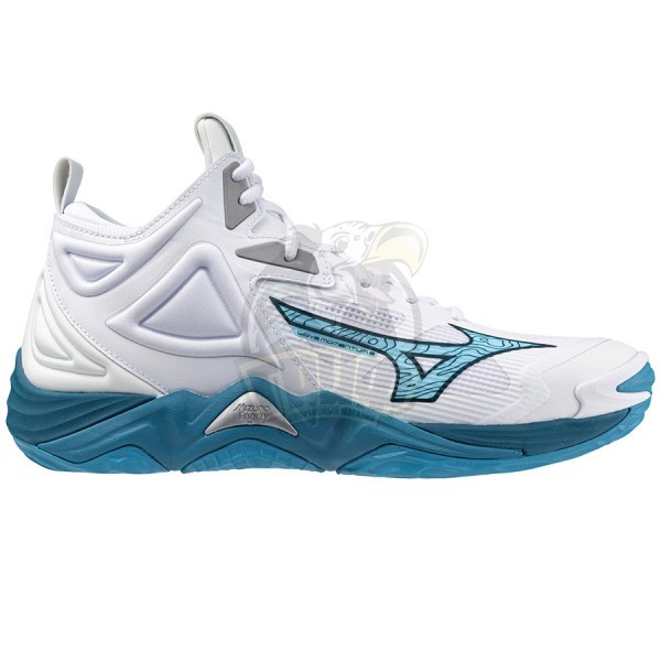 Кроссовки волейбольные Mizuno Wave Momentum 3 MID (U) (белый/синий) (арт. V1GA231721) - фото 1 - id-p228101314