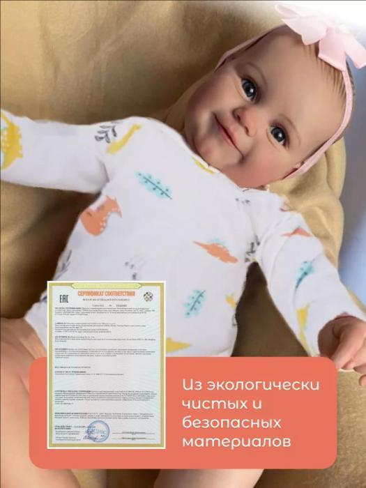 Мягконабивная кукла Реборн младенец пупс девочка большая 60 см Красивая игрушка в подарок Пупсик для детей - фото 5 - id-p228007632