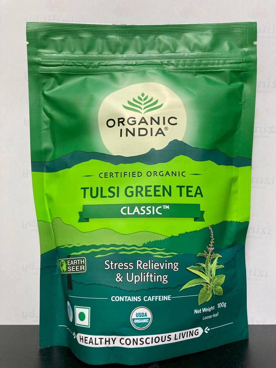 Чай Тулси с Зеленым Чаем Классический (Tulsi Green Tea Classic), 100г - снижает стресс, укрепляет иммунитет