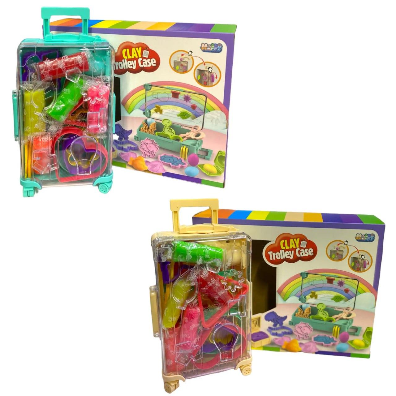 Игровой набор для лепки  с чемоданчиком (ручка выдвигается)