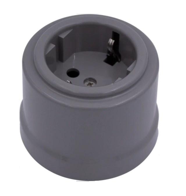 Bironi розетка с заземляющим контактом, пластик, цвет титан