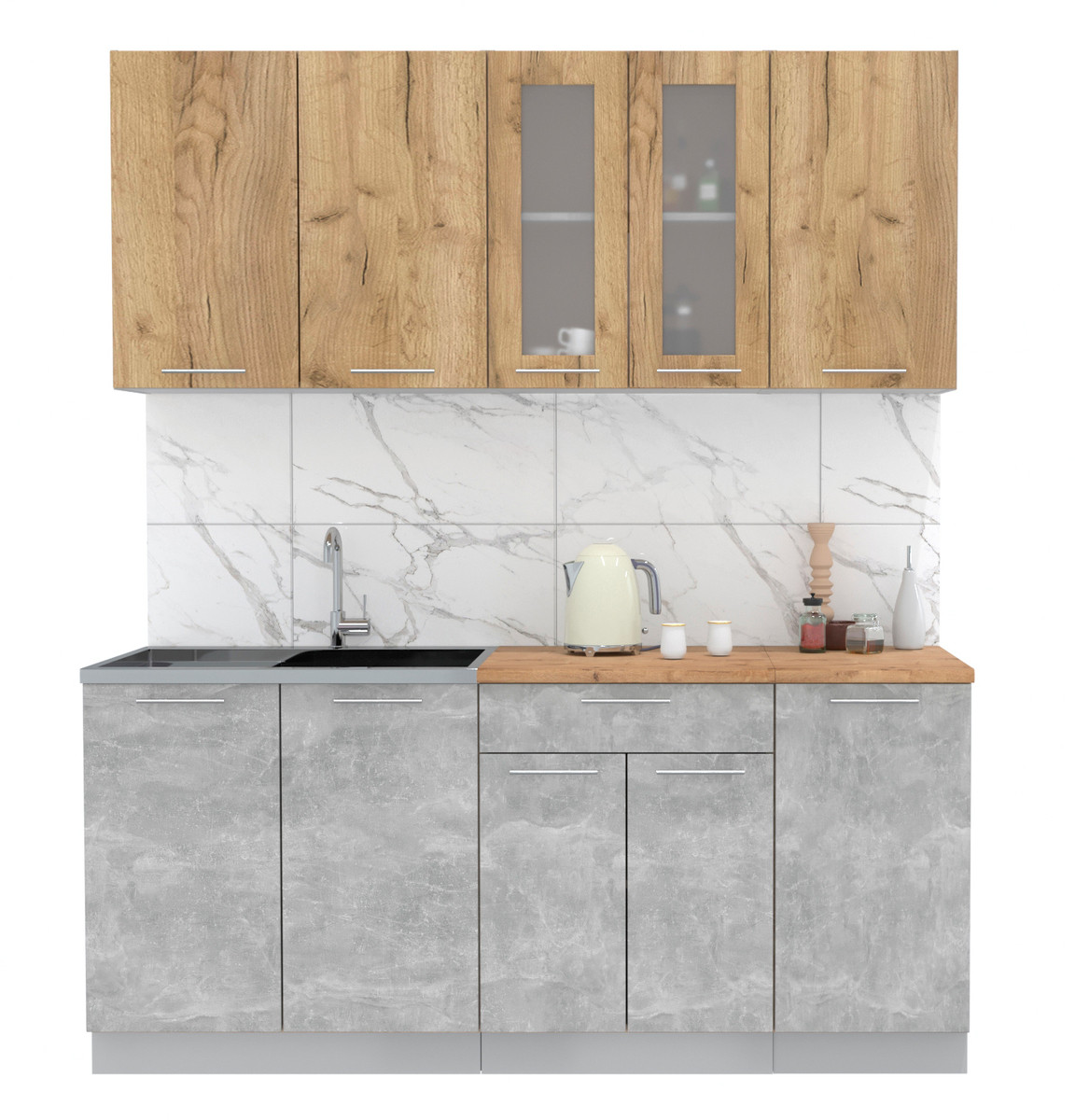 Кухня Мила 1.8 Дуб золотой - Бетон