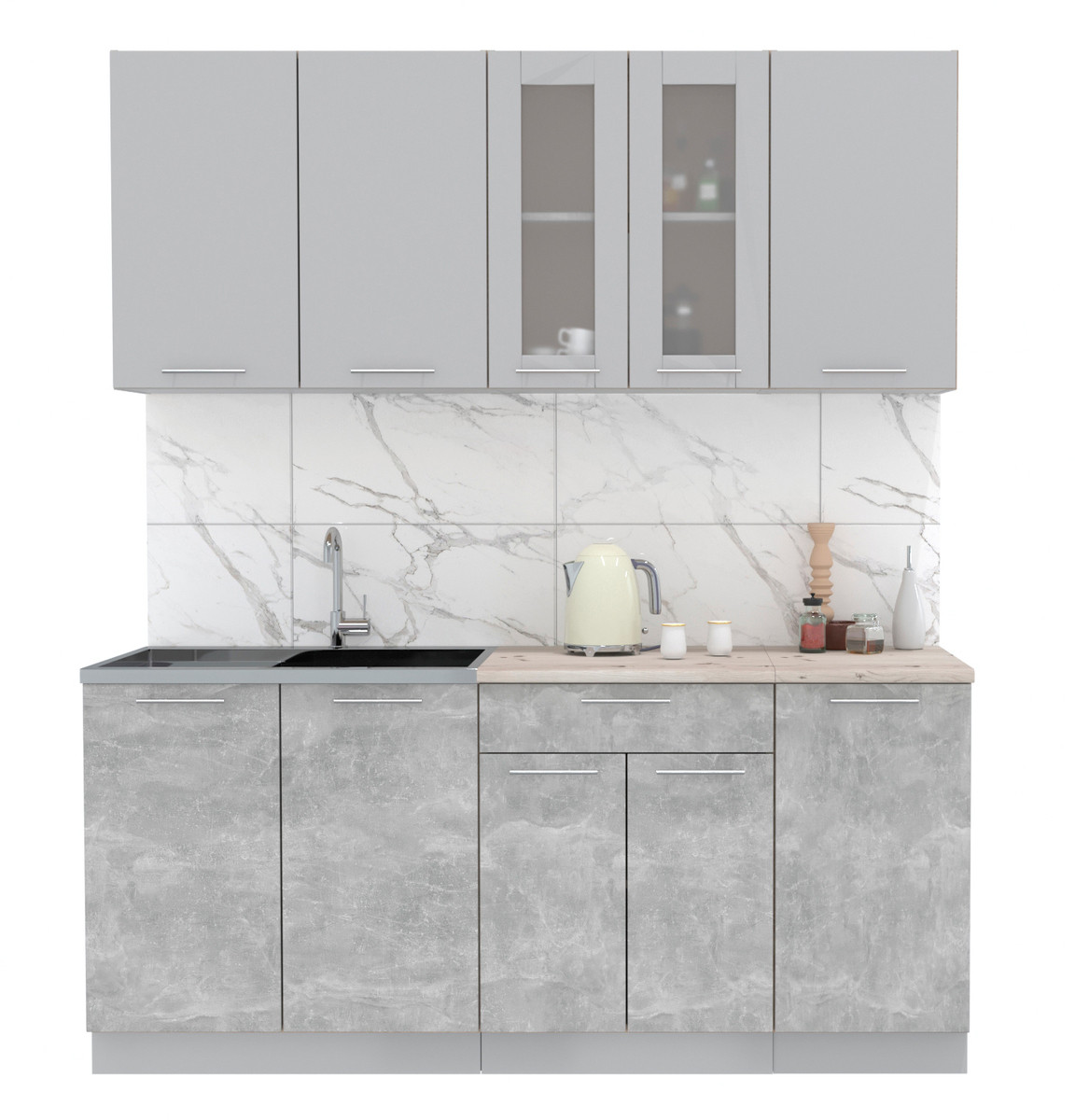 Кухня Мила 1.8 Серебро - Бетон