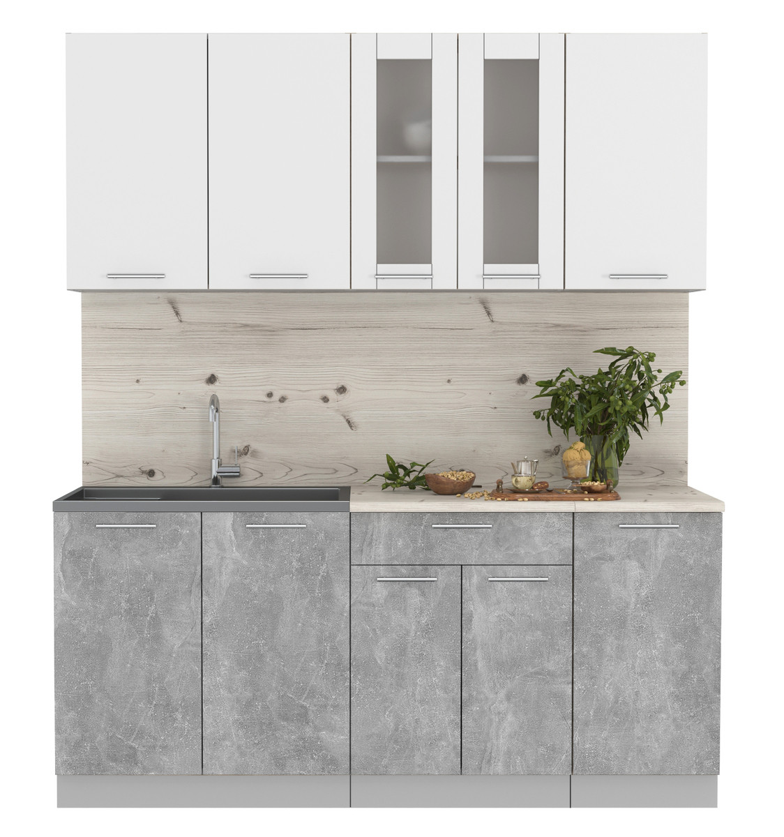 Кухня Мила 1.8 Белый - Бетон