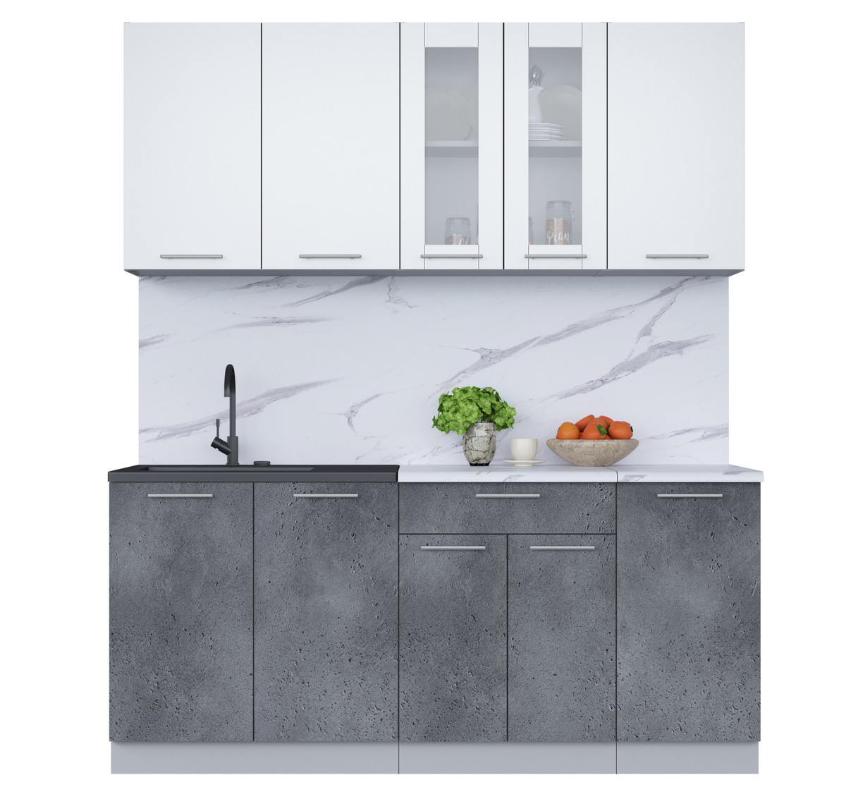 Кухня Мила 1.8 Белый - Бетон портленд