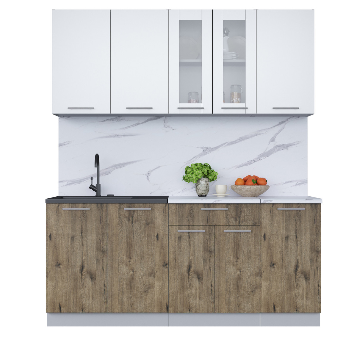 Кухня Мила 1.8 Белый - Дуб веллингтон