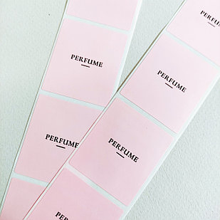 Наклейка розовая Perfume для флаконов, атомайзеров, 5 шт